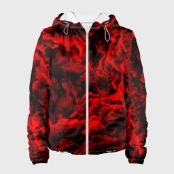 Женская куртка 3D Красный дым Red Smoke Красные облака