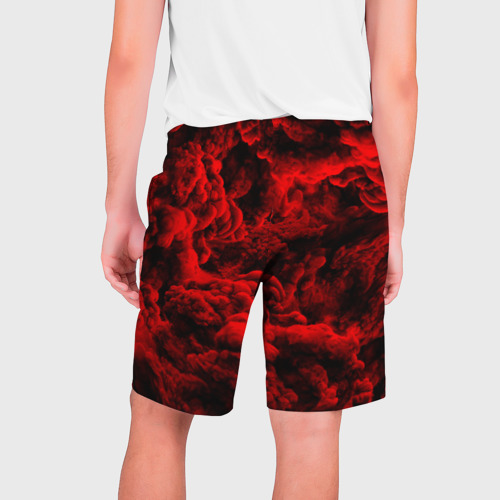 Мужские шорты 3D с принтом Красный дым / Red Smoke / Красные облака, вид сзади #1