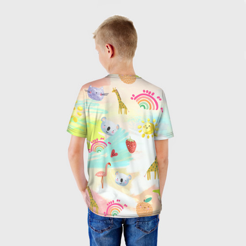 Детская футболка 3D Красочные  животные, цвет 3D печать - фото 4