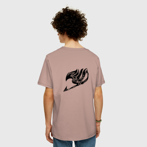 Мужская футболка хлопок Oversize Fairy tail logo emblem +спина, цвет пыльно-розовый - фото 4