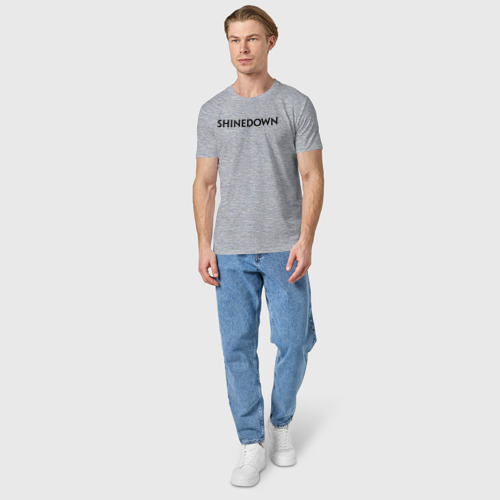 Мужская футболка хлопок Shinedown лого, цвет меланж - фото 5