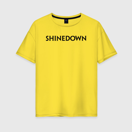 Женская футболка хлопок Oversize Shinedown лого, цвет желтый