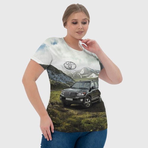 Женская футболка 3D Toyota Land Cruiser 200 - весна в горах, цвет 3D печать - фото 6