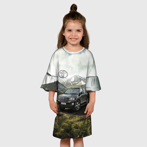 Детское платье 3D Toyota Land Cruiser 200 - весна в горах, цвет 3D печать - фото 4