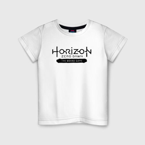Детская футболка из хлопка с принтом Horizon forbidden west - logo, вид спереди №1