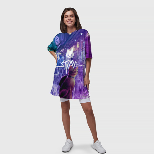 Платье-футболка 3D Stray - огонек - неон, цвет 3D печать - фото 5