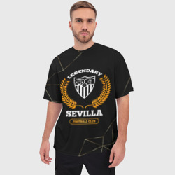 Футболка oversize 3D унисекс Лого Sevilla и надпись Legendary Football Club на темном фоне - фото 2