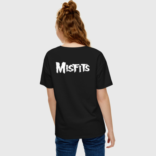 Женская футболка хлопок Oversize с принтом Как у Горшка Misfits, вид сзади #2