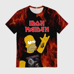 Мужская футболка 3D Iron Maiden Гомер Симпсон Рокер