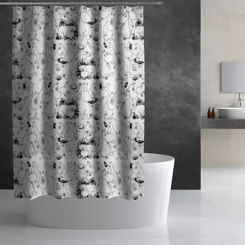 Штора 3D для ванной Приключение Муми-троллей - фото 2