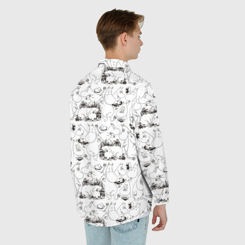 Мужская рубашка oversize 3D с принтом Приключение Муми-троллей, вид сзади #2