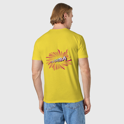 Мужская футболка хлопок Сиба c банданой и уткой на голове, цвет желтый - фото 4