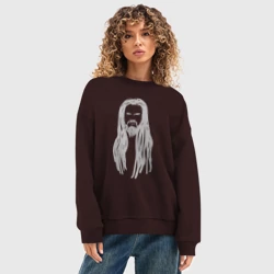 Женский свитшот oversize без начеса хлопок Leos Hellscream белые дреды - фото 2