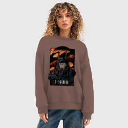 Женский свитшот oversize без начеса хлопок FIEND - Curse Of Anubis  - фото 2
