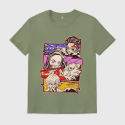 Мужская футболка хлопок Клинок, рассекающий демонов Истребитель демонов