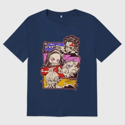 Женская футболка хлопок Oversize Клинок, рассекающий демонов Истребитель демонов