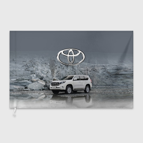 Флаг 3D Toyota Land Cruiser на фоне скалы - фото 3