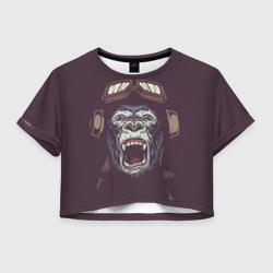 Женская футболка Crop-top 3D Орущая горилла