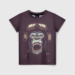 Детская футболка 3D Орущая горилла