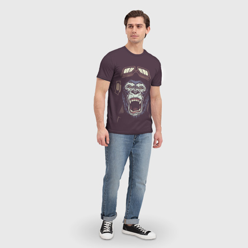 Мужская футболка 3D Орущая горилла, цвет 3D печать - фото 5