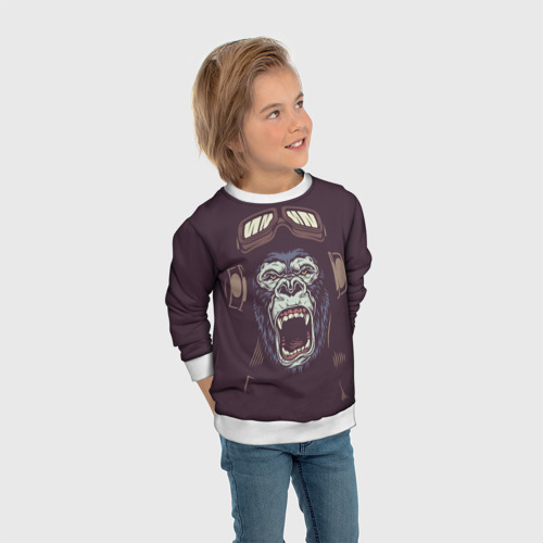 Детский свитшот 3D Орущая горилла, цвет 3D печать - фото 5