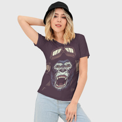 Женская футболка 3D Slim Орущая горилла - фото 2