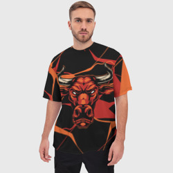 Мужская футболка oversize 3D Голова красного быка - фото 2