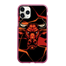 Чехол для iPhone 11 Pro Max матовый Голова красного быка