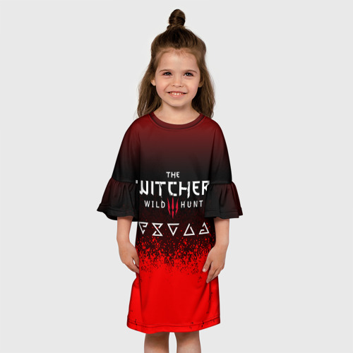 Детское платье 3D с принтом Witcher blood, вид сбоку #3