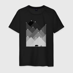 Мужская футболка хлопок Медведь и треугольные горы