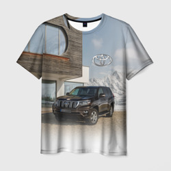 Мужская футболка 3D Тoyota Land Cruiser Prado у горного коттеджа Mountain cottage