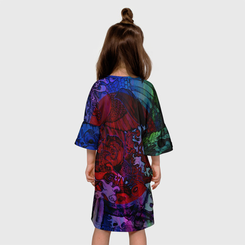Детское платье 3D с принтом Японский стиль |, вид сзади #2