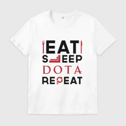 Мужская футболка хлопок Надпись: Eat Sleep Dota Repeat
