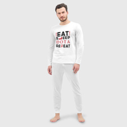 Мужская пижама с лонгсливом хлопок Надпись: Eat Sleep Dota Repeat - фото 2