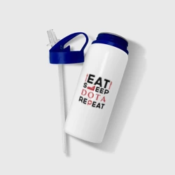 Бутылка для воды с трубочкой Надпись: Eat Sleep Dota Repeat - фото 2