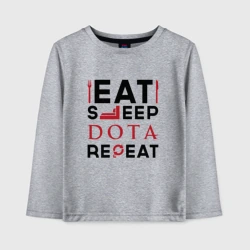 Детский лонгслив хлопок Надпись: Eat Sleep Dota Repeat