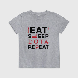 Детская футболка хлопок Надпись: Eat Sleep Dota Repeat