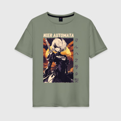 Женская футболка хлопок Oversize Nier: Automata 2B