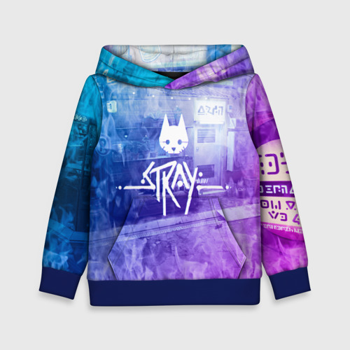 Детская толстовка 3D stray - neon - logo, цвет синий