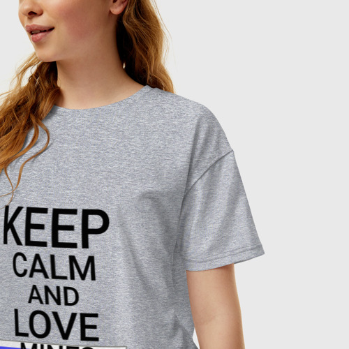 Женская футболка хлопок Oversize Keep calm Mines (Шахты), цвет меланж - фото 3