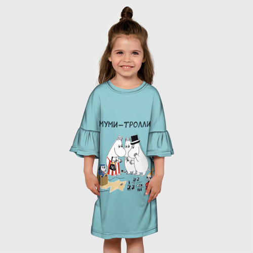Детское платье 3D с принтом Секреты Муми-троллей, вид сбоку #3