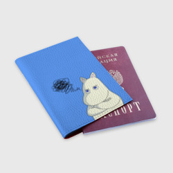 Обложка для паспорта матовая кожа Персонаж Муми-тролль - фото 2