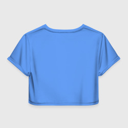 Топик (короткая футболка или блузка, не доходящая до середины живота) с принтом Персонаж Муми-тролль для женщины, вид сзади №1. Цвет основы: белый