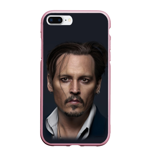 Чехол для iPhone 7Plus/8 Plus матовый Джонни Депп Johnny Depp, цвет розовый