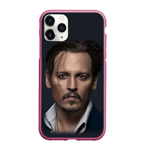 Чехол для iPhone 11 Pro Max матовый Джонни Депп Johnny Depp, цвет малиновый