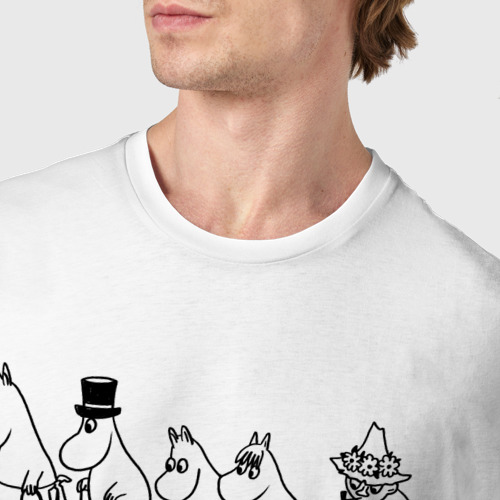 Мужская футболка хлопок Семья Муми-троллей, цвет белый - фото 6