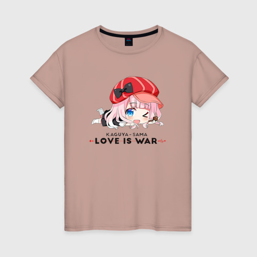 Женская футболка хлопок  Госпожа Кагуя  Синомия    , цвет пыльно-розовый