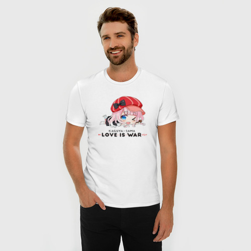 Мужская футболка хлопок Slim  Госпожа Кагуя  Синомия    , цвет белый - фото 3
