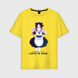 Женская футболка хлопок Oversize Кагуя Синомия Love is war