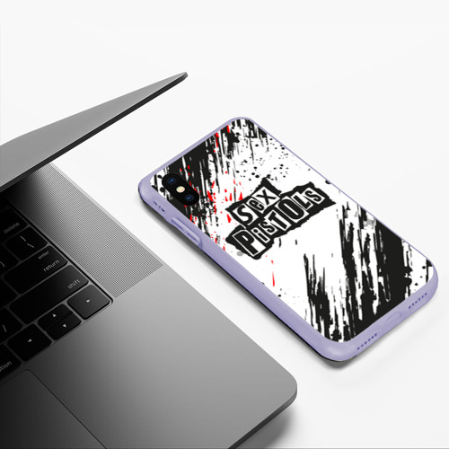 Чехол для iPhone XS Max матовый Sex Pistols Big Logo, цвет светло-сиреневый - фото 5